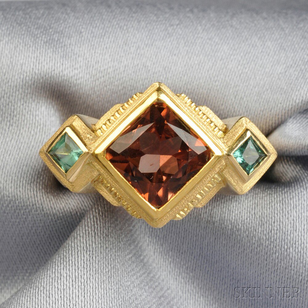 Appraisal: kt Gold Gem-set Ring with fancy-cut tourmalines dwt size Estimate