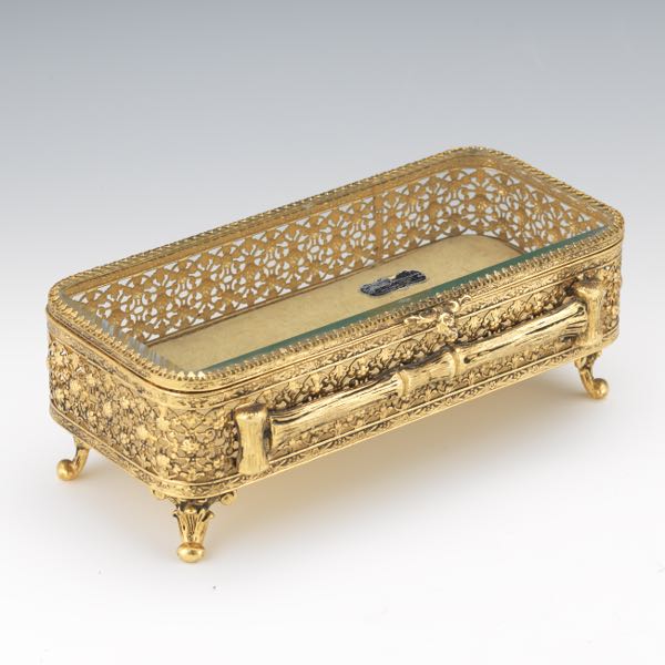 Appraisal: K GOLD PLATED RETRO VANITY JEWELRY BOX x x k