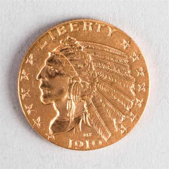 Appraisal: United States Indian Head gold half eagle D AU- Estimate