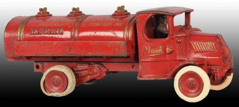 Appraisal: Cast Iron Arcade Mack Gasoline Truck Description Red tank is