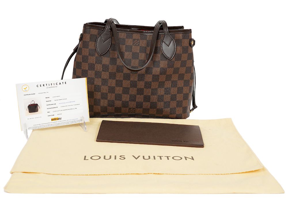 Appraisal: Louis Vuitton Neverfull PM Ebene Damier Tote Louis Vuitton Neverfull