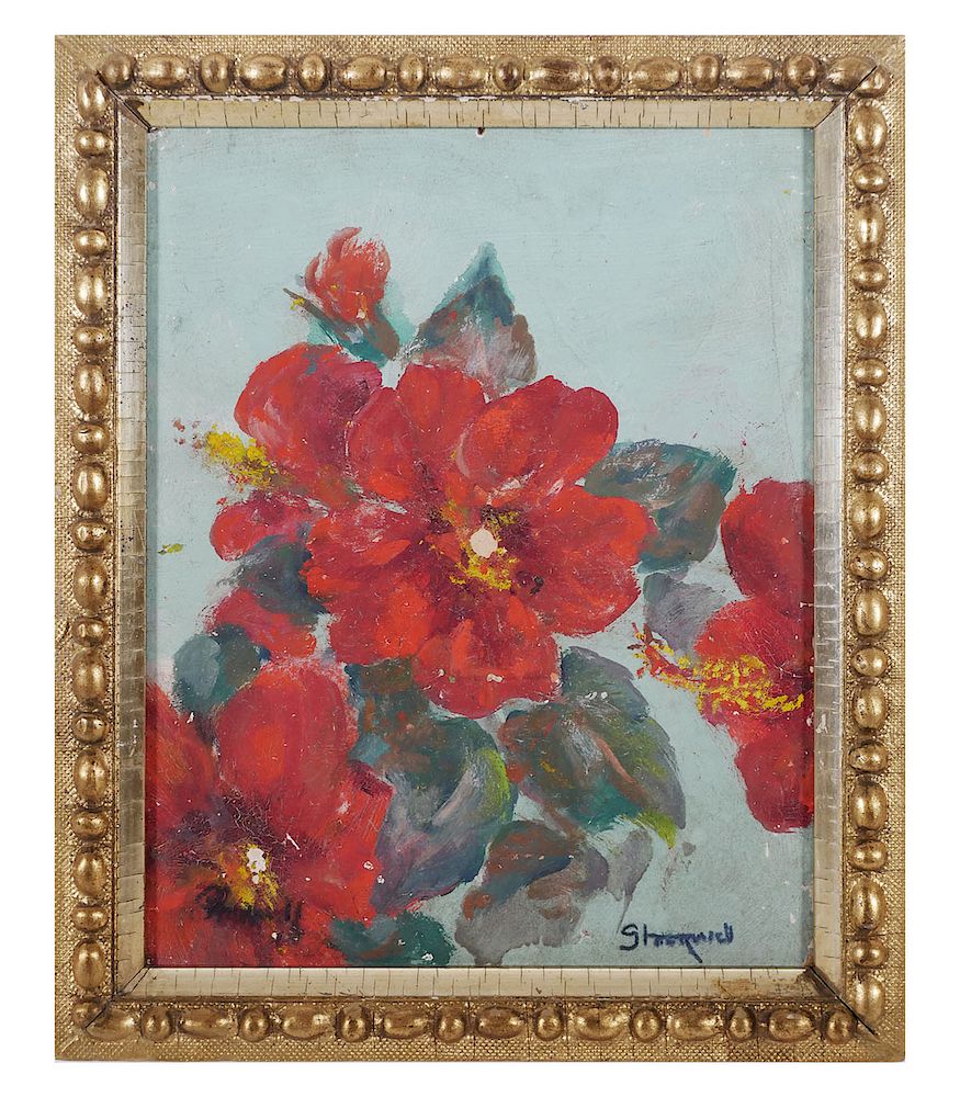 Appraisal: CATHERINE STOCKWELL Impressionist Hibiscus Oil on canvas painting by Florida