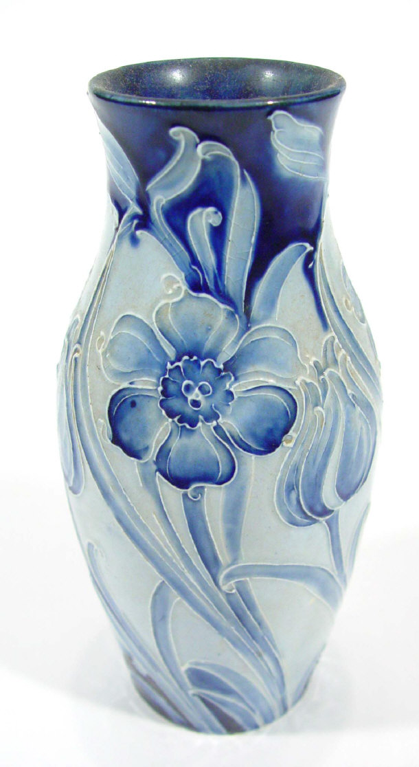 Appraisal: Moorcroft Florianware pottery vase hand painted and tubelined with blue