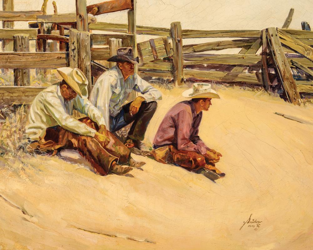 Appraisal: Gordon Snidow American New Mexico b Waiting for Cattle oil