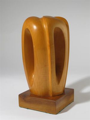 Appraisal: A wooden abstract sculpture attributed to Neville Bertram - incised