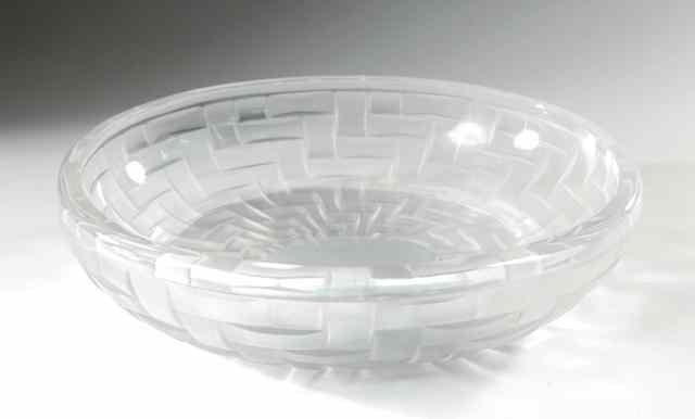 Appraisal: LALIQUE FRANCE CRYSTAL BOWL in the ''Vannerie'' pattern Dimensions ''L