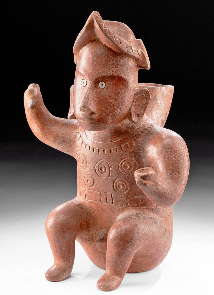 Appraisal: Colima Redware Seated Shaman Vessel ex Christie's Pre-Columbian West Mexico