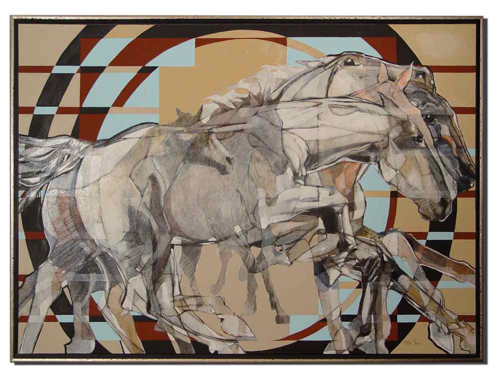 Appraisal: TESTA-SECCA Joe American th C Abstract Fantasy Composition with Horses