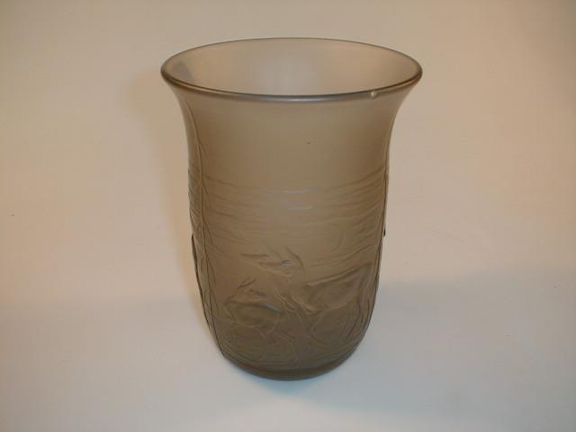 Appraisal: A frosted glass vase moulded in relief with deer NOT-