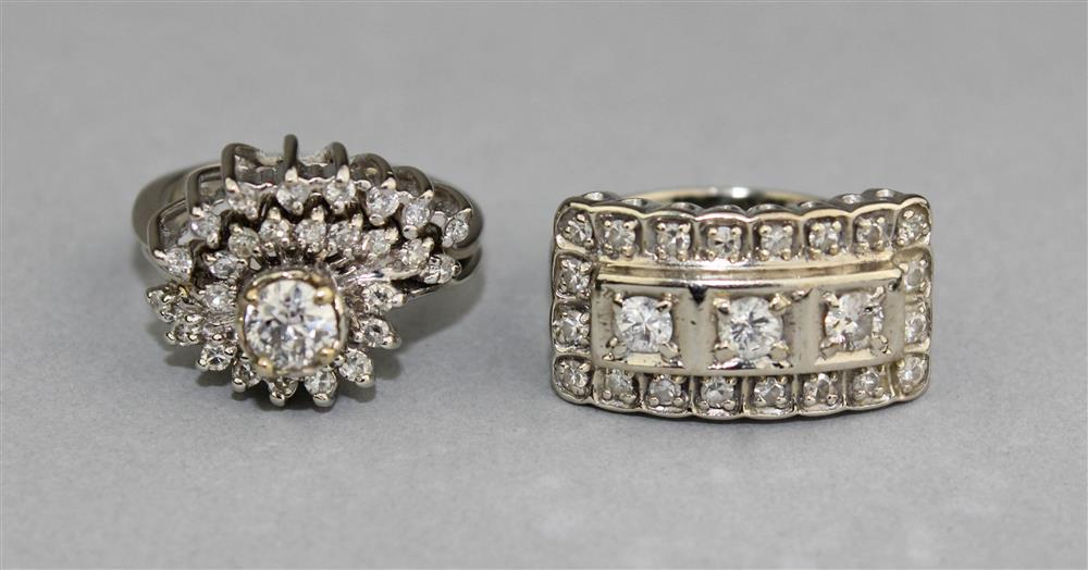 Appraisal: TWO DIAMOND RINGS IN K WHITE GOLD the wedding set