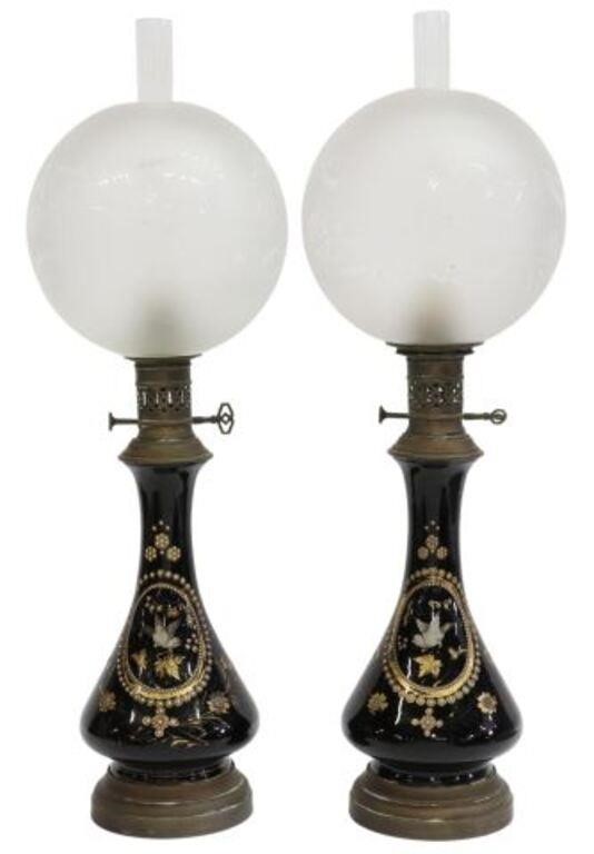 Appraisal: pair French Napoleon III period porcelain oil lamps th c