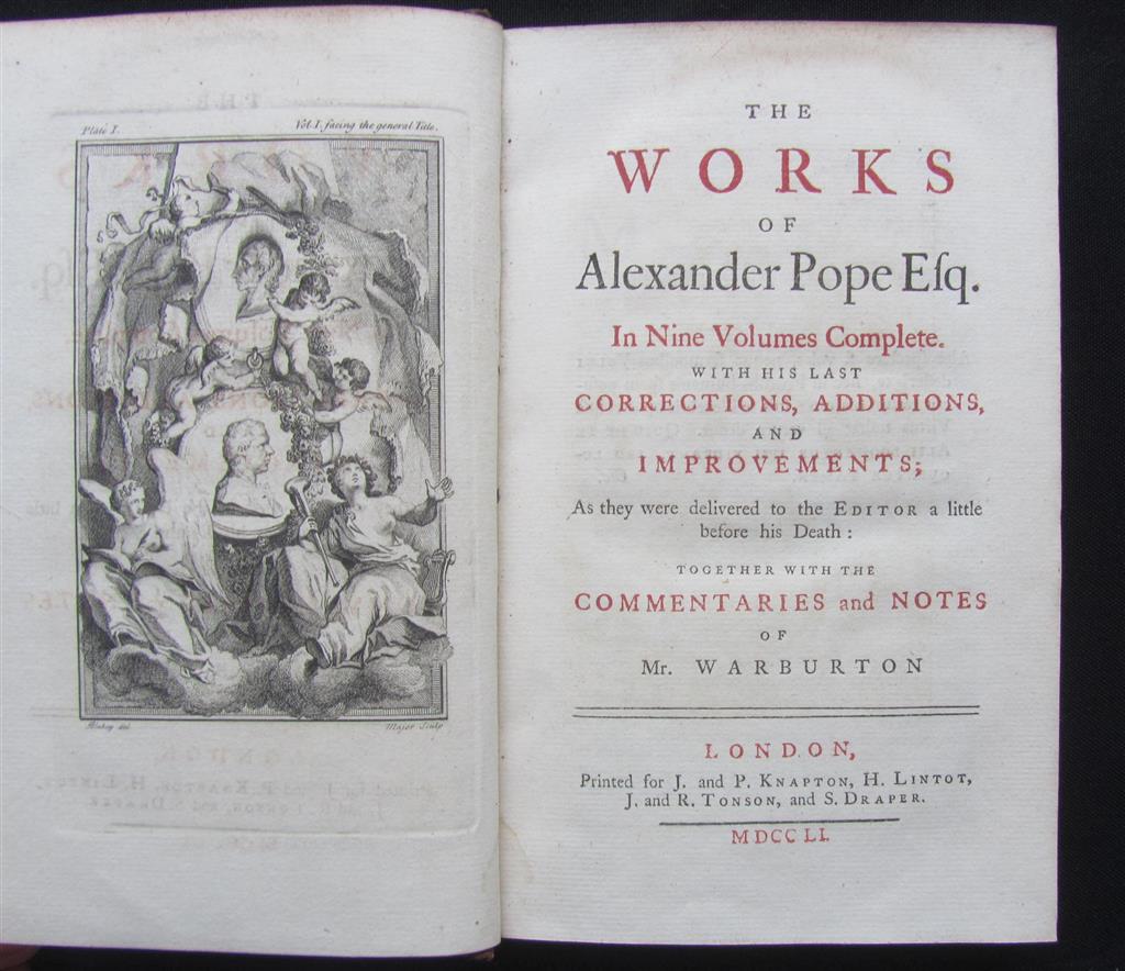 Appraisal: POPE A THE WORKS London volumes vo contemporary calf slightly