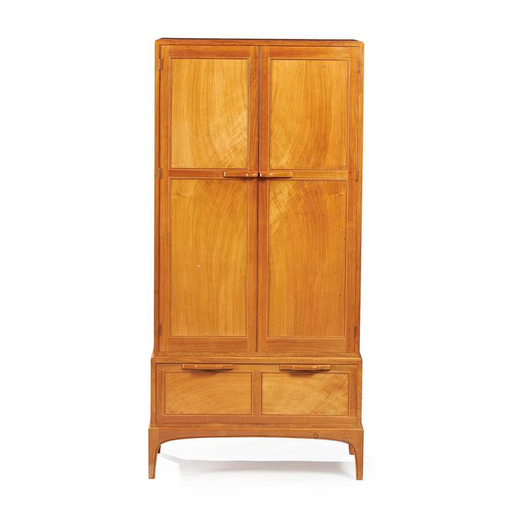 Appraisal: EDWARD BARNSLEY - STANDING SHOE CUPBOARD CIRCA walnut with sycamore