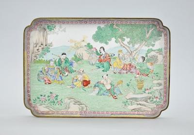 Appraisal: A Canton Enamel Shaped Tray ca th Century The rectangular