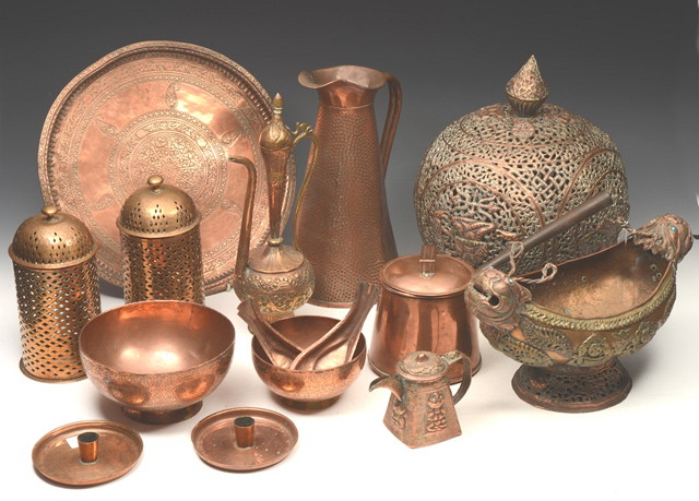 Appraisal: A COLLECTION OF FIFTEEN PIECES OF EASTERN COPPER AND BRASSWARE