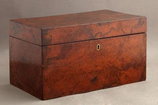 Appraisal: English Burled Walnut Three Compartment Tea Caddy th c with