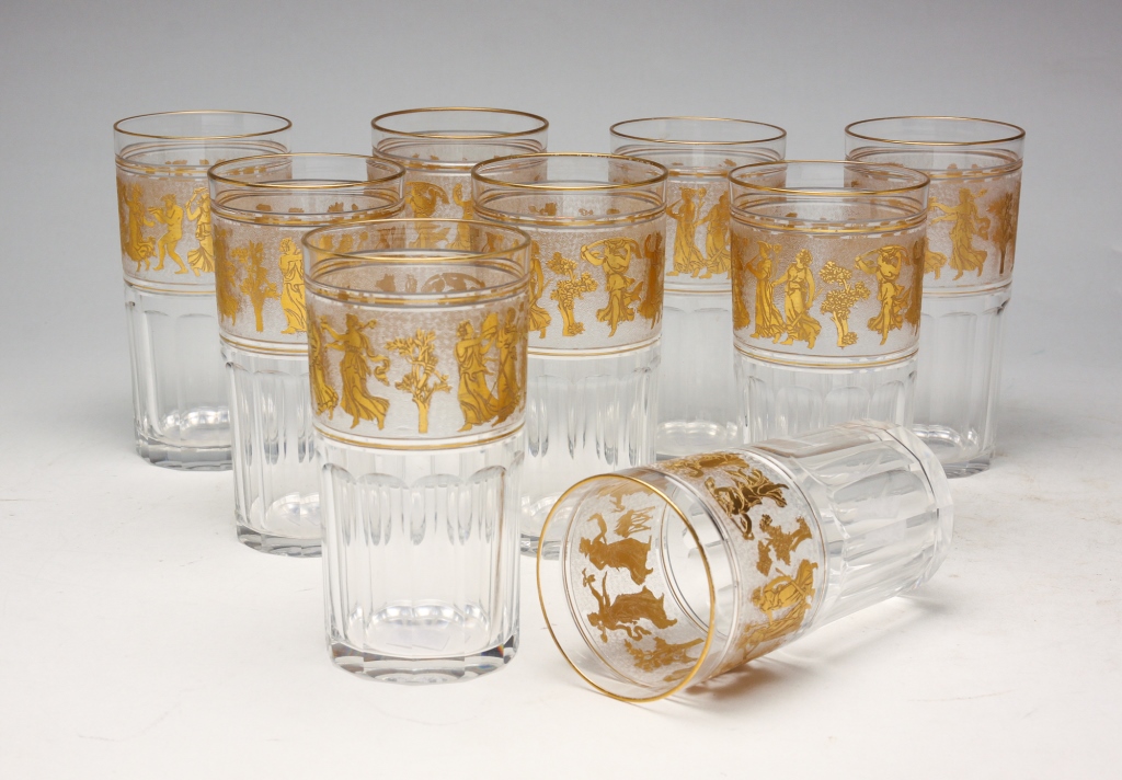 Appraisal: NINE VAL ST LAMBERT DANSE DE FLORE TUMBLERS Belgium first