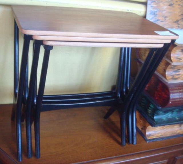 Appraisal: Midcentury Nesting Tables with Lacquer Base From a Tarrytown location