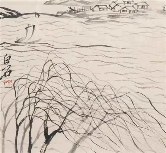 Appraisal: Sale Lot A Chinese Scroll Painting after Qi Baishi ink