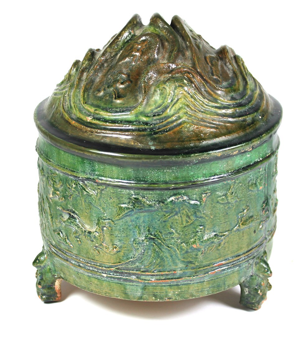 Appraisal: A Chinese green glazed pottery hill jar and a cover