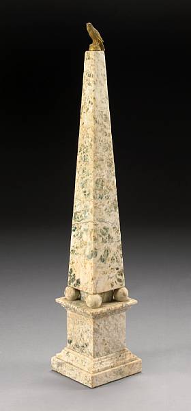 Appraisal: A large marble obelisk th century Of typical tapering form