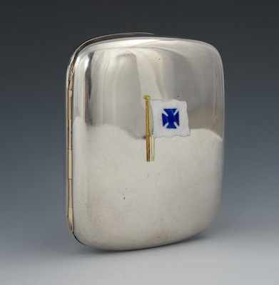 Appraisal: An English Sterling Silver Cigarette Case with Enameled Maritime Flag