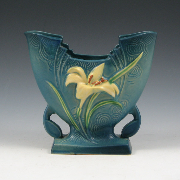 Appraisal: Roseville blue Zephyr Lily fan vase Marked Roseville USA -