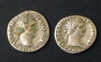 Appraisal: TWO DOMITIAN DENARII each with a different Minerva on reverse