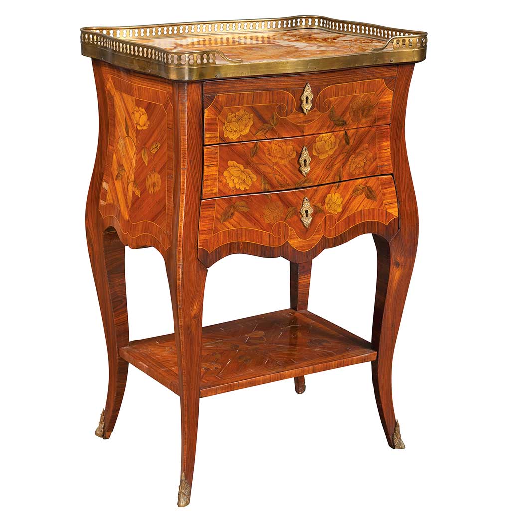 Appraisal: Transitional Louis XV XVI Style Gilt-Bronze Mounted Tulipwood Rosewood and