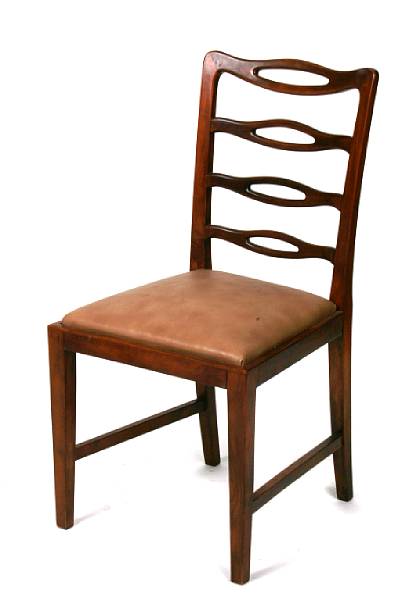 Appraisal: A set of six Chippendale style mahogany ladderback dining chairs