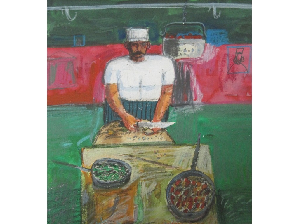 Appraisal: GLEN SCOULLER DA b CHEF PARIS Mixed media x cm