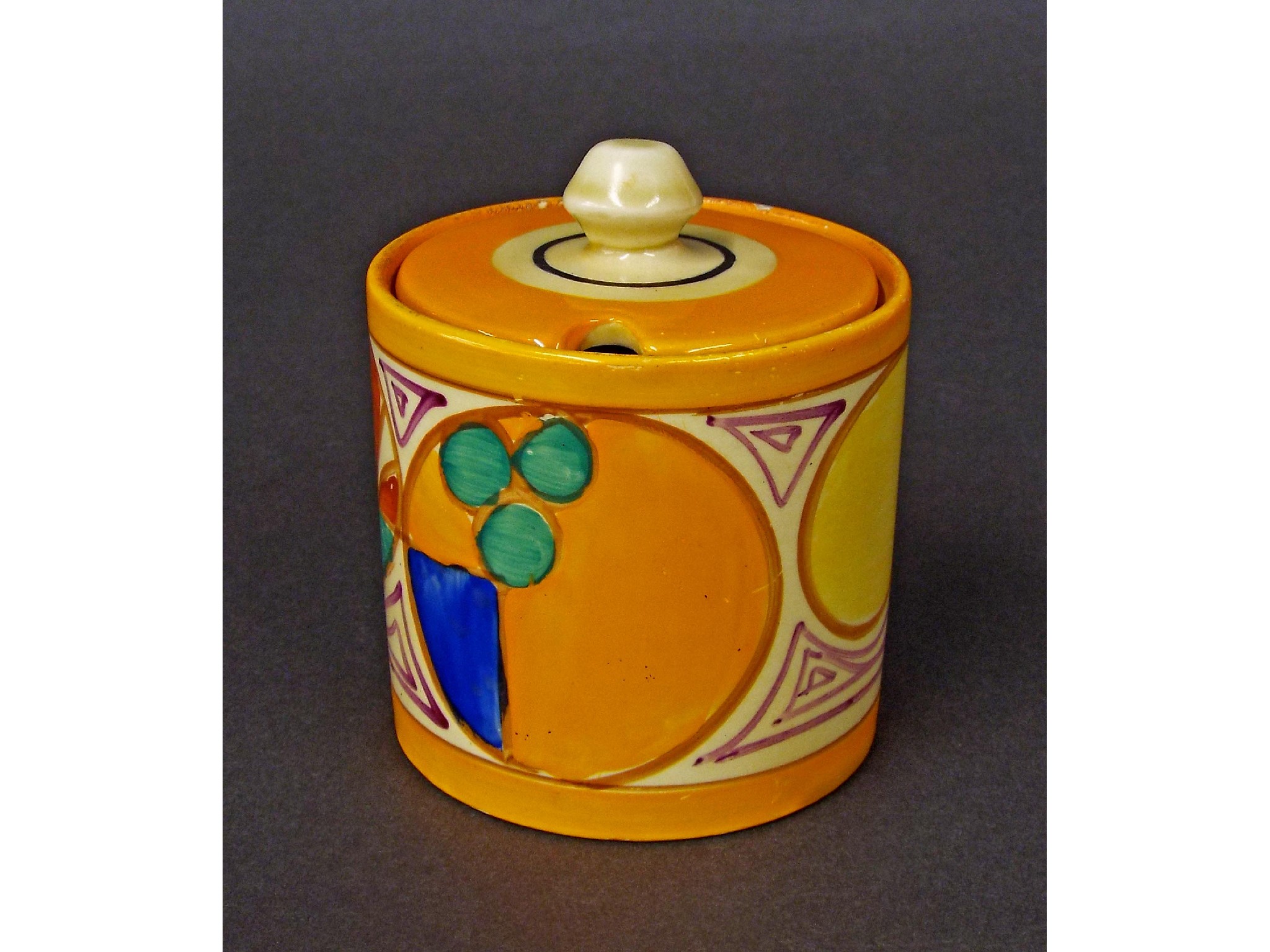 Appraisal: Clarice Cliff Fantasque 'Melon' preserve pot and cover high cover