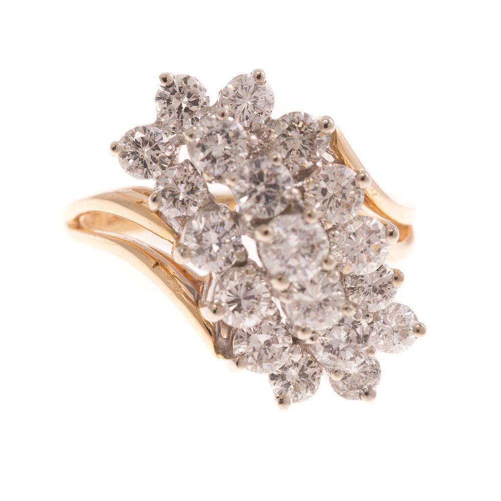 Appraisal: A Ladies Diamond Diagonal Cluster Ring in K K yellow