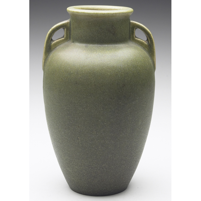 Appraisal: Fulper vase unusual shape covered in a multi-toned green matte