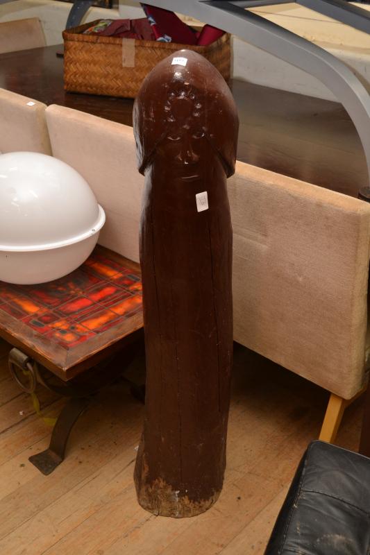 Appraisal: A GIANT CARVED WOODEN PENIS FROM JAPAN A GIANT CARVED