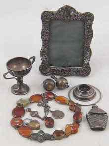 Appraisal: A mixed lot including a silver vesta formed as a