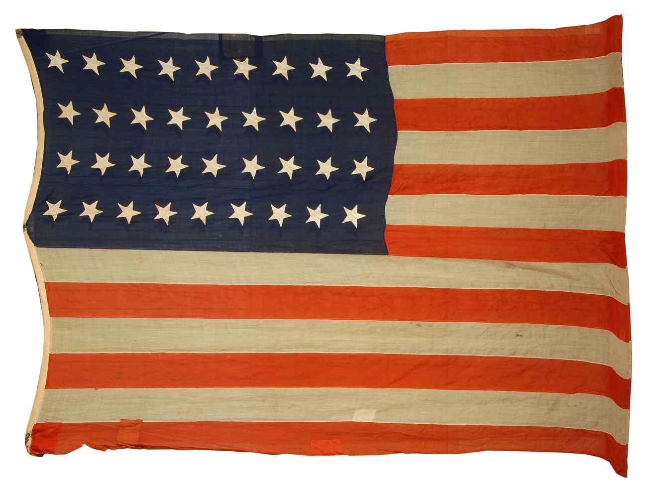 Appraisal: LARGE UNITED STATES THIRTY-SIX STAR FLAG Circa Written in ink