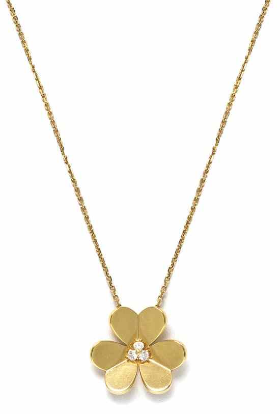 Appraisal: An Karat Yellow Gold and Diamond Frivole Necklace Van Cleef