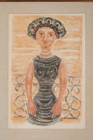 Appraisal: MASSIMO CAMPIGLI Donna al Balcone Color lithograph x mm x