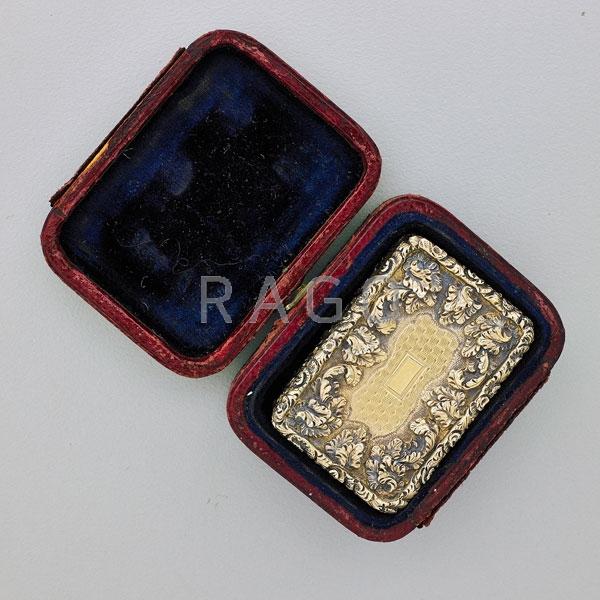 Appraisal: CHASED SILVER GILT VINAIGRETTE Condition Report