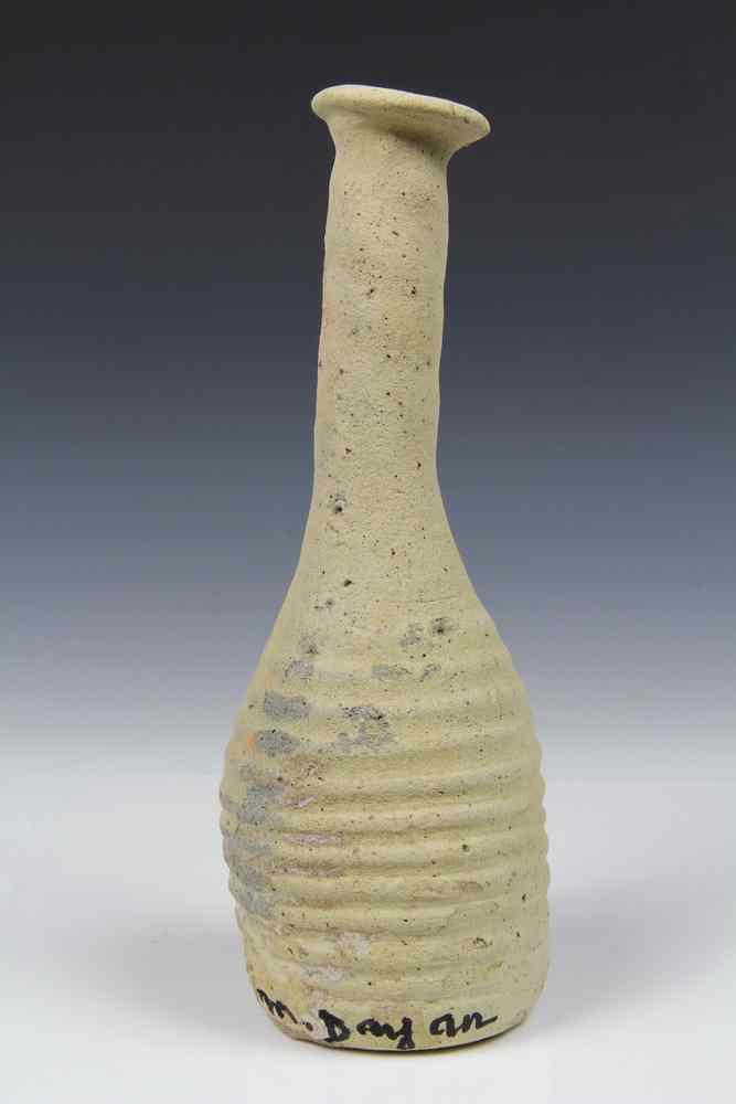 Appraisal: ANCIENT POTTERY - Small Clay Ribbed Bottle found in Israel