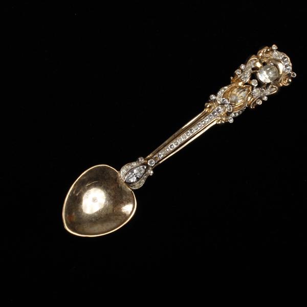 Appraisal: Coro Sterling Silver Vermeil Rhinestone Diamante Spoon Brooch Pin Missing