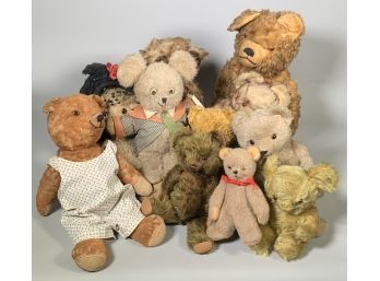 Appraisal: Eleven vintage stuffed teddy bears including dressed glass eyed googely