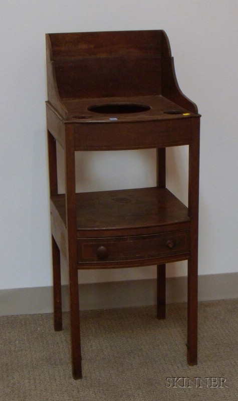 Appraisal: Federal Inlaid Mahogany Bow-front Washstand