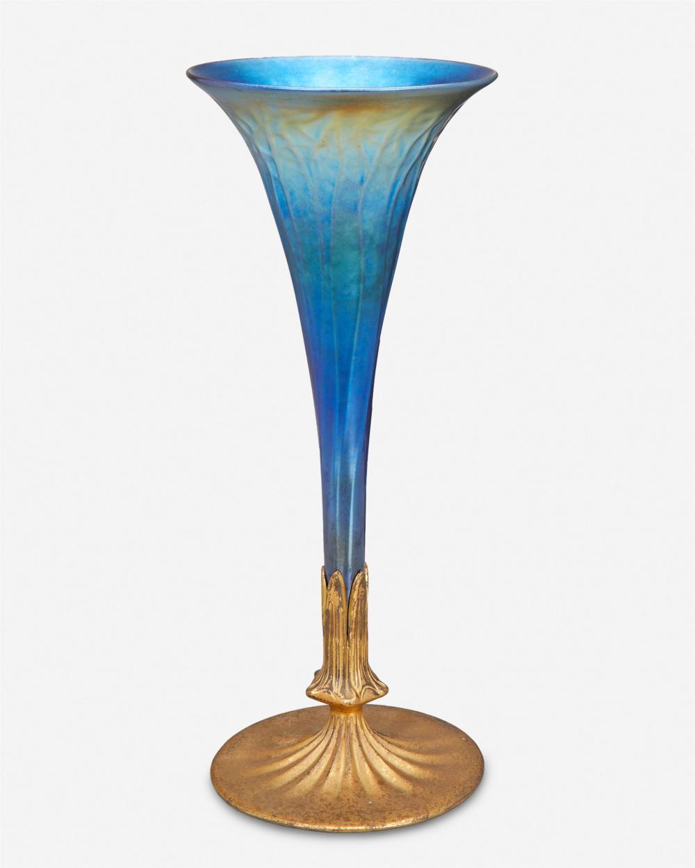 Appraisal: A Louis C Tiffany Furnaces gilt-bronze and art glass vase