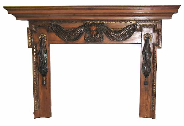 Appraisal: A George III style carved wood fire surround height ft