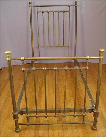 Appraisal: PAIR OF HIGH BACK VICTORIAN BRASS TWIN BEDS Tall headboards