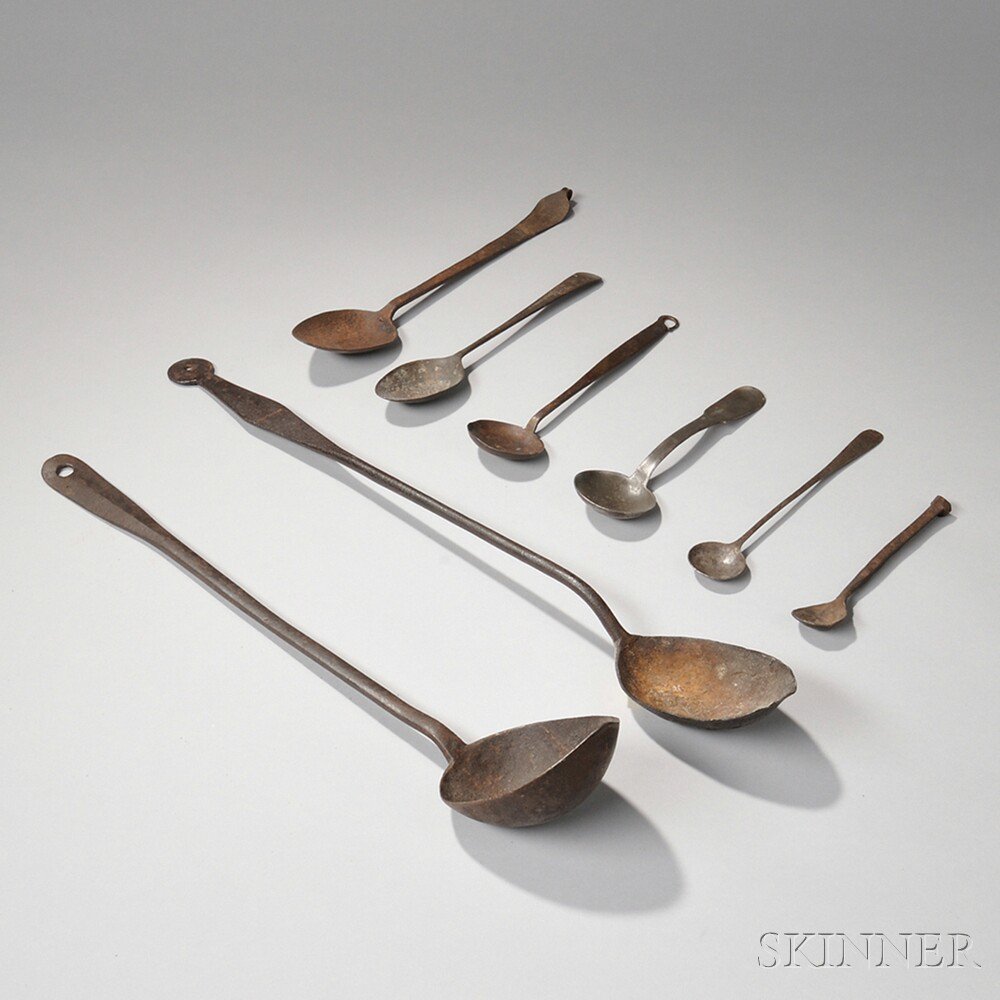 Appraisal: Eight Wrought Iron Spoons America late th early th century