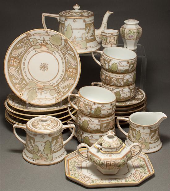 Appraisal: Japanese painted parcel-gilt porcelain -piece assembled partial tea service comprising