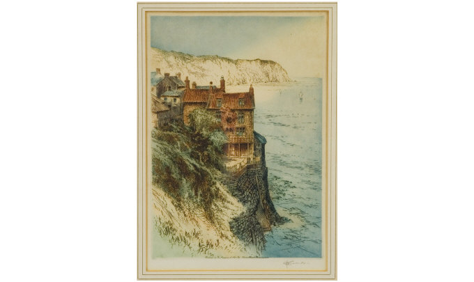 Appraisal: Tinted Etching Print Of Cornish Coast By Reginald H Smallridge